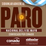 SIDIUNLaR adhiere al paro del 9 de mayo